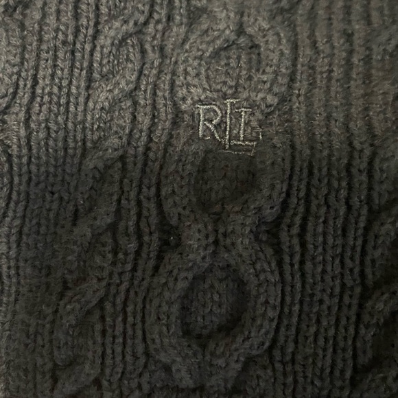 Lauren Ralph Lauren Navy V-Neck Sweater with White Trim - Picture 4 of 6